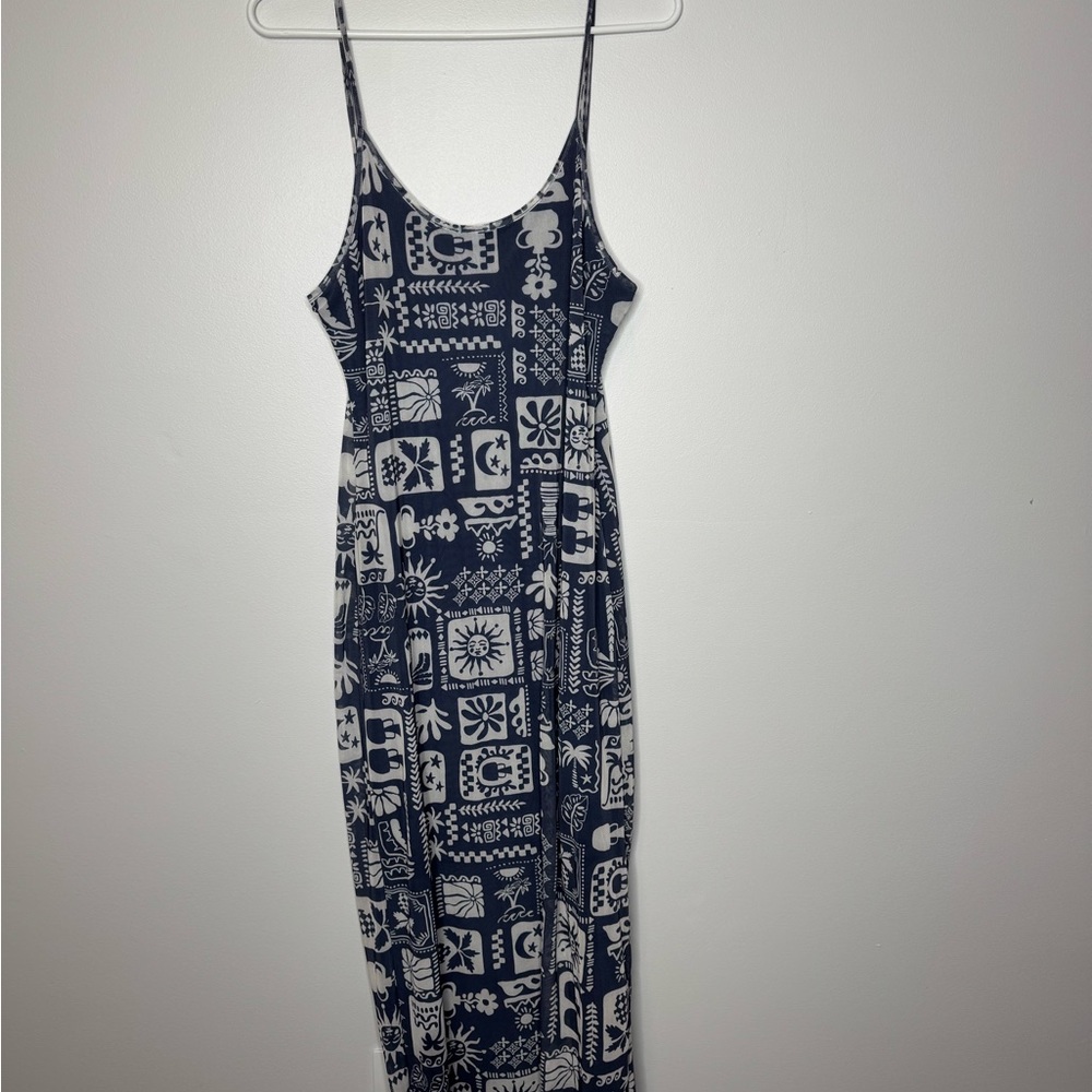 See You Monday Navy and White Maxi Dress XL
